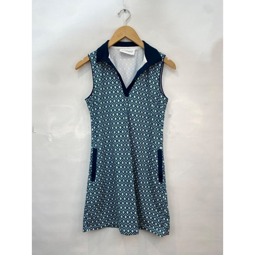Scratch Seventy Sleeveless Collared Golf Dress Mini Length Green Blue Size Small
